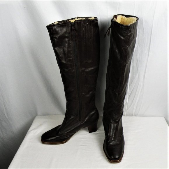 COBBIES Shoes Vintage 7s Cobbies Brown Leather Knee High Sherpa
